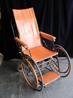 Wheelchair (a) high back leather seat