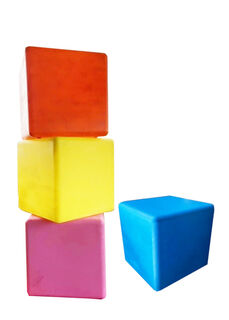 Colourful Cubes (H: 40cm x W: 40cm x D: 40cm) Pink, Blue, Yellow + Orange