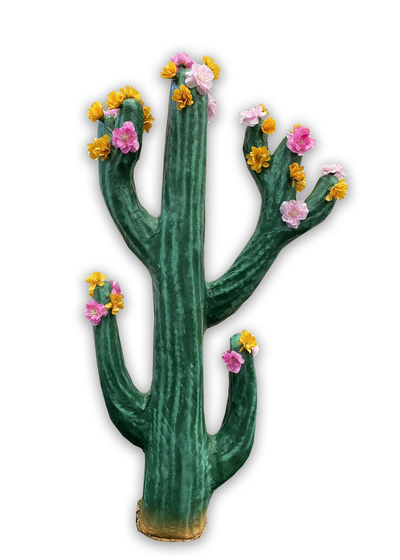 Cactus Paper-Mache Large Floral (H: 0.8m)