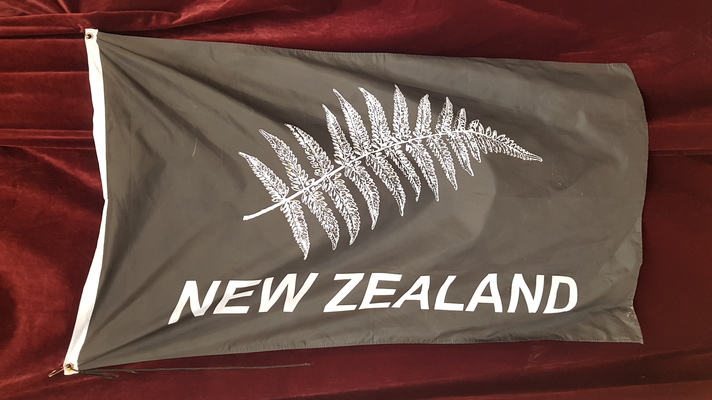 New Zealand Silver Fern on Black Flag (1.5m x 0.9m)