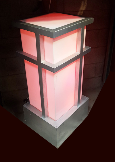 Modern Art-Deco Red Light Up Plinth (H: 101cm x W: 40cm x D: 45cm)