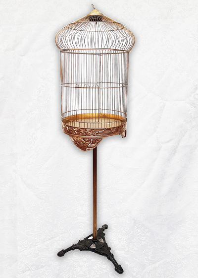 Birdcage #3 Gold on Stand  (H: 1.4m x D: 0.4m)