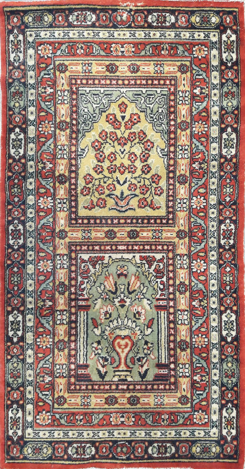 Persian Prayer Rug Gold/Red/Green Design (0.8m x 1.6m)