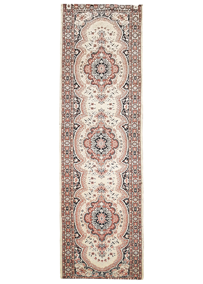 Rug #312 Persian Runner Cream, Pink, Black & Grey (0.8m x 3.1m) 