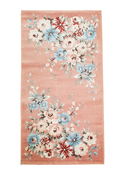 Rug #309 Floral Pink, Blue & Cream (0.8m x 1.45m)