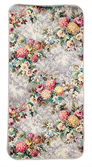 Rug #349 Floral Grey, Pink & Yellow (0.52m x 1.48m)