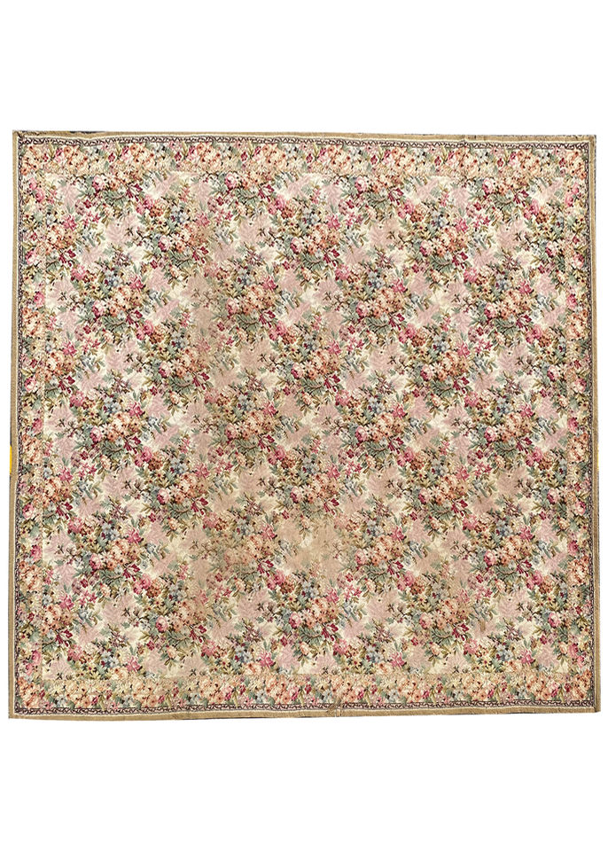 Rug #474 Floral Yellow, Cream & Green (4.1m x 3.16m) 