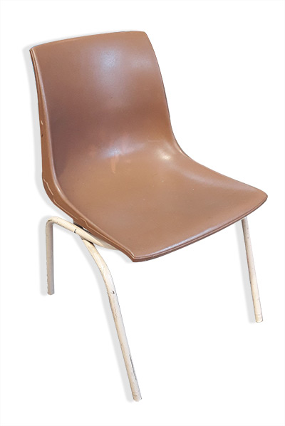 School Chair #3 Brown Plastic (H: 75cm x W: 45cm x D: 40cm)