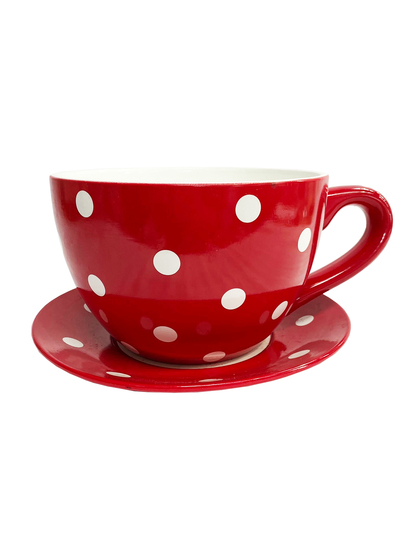 Teacup w/ Saucer Large Red Spot (D: 25cm x H: 20cm)