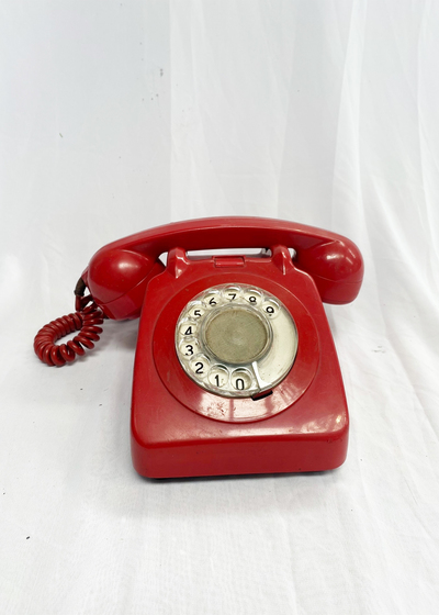 Telephone Red Rotary Dial