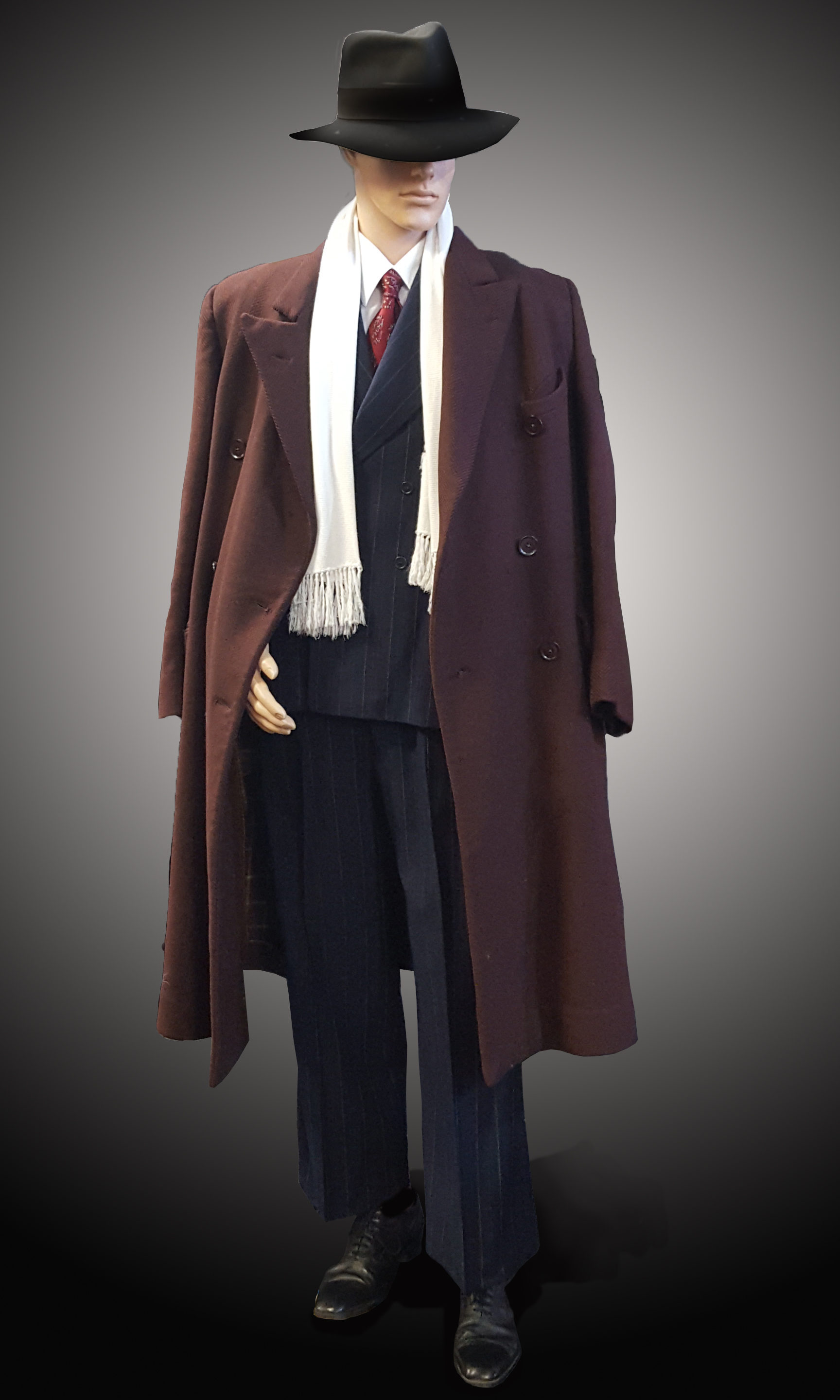 1940s Pinstripe Suit with Overcoat