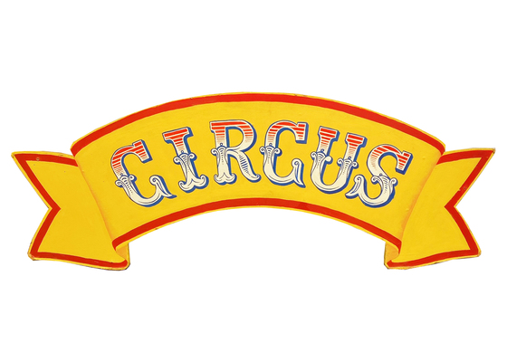 Circus Sign Yellow, Blue and Red  (W: 1.45m x H: 0.5m)