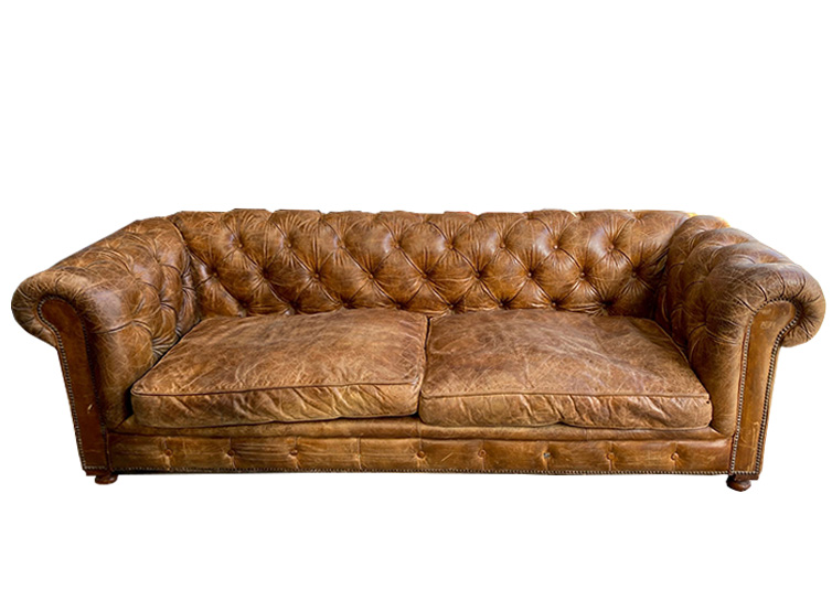 Chesterfield Sofa #1 Brown Leather (H: 0.8m x L: 2.4m x D: 1m)