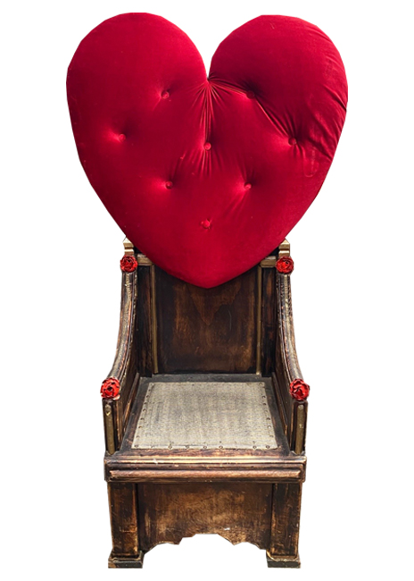 Queen of Hearts Throne (H: 1.38m x W: 0.6m x D: 0.6m)