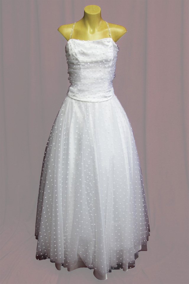 Wedding Dress 2pce White Tulle w Polkadots sz. 10 45320104