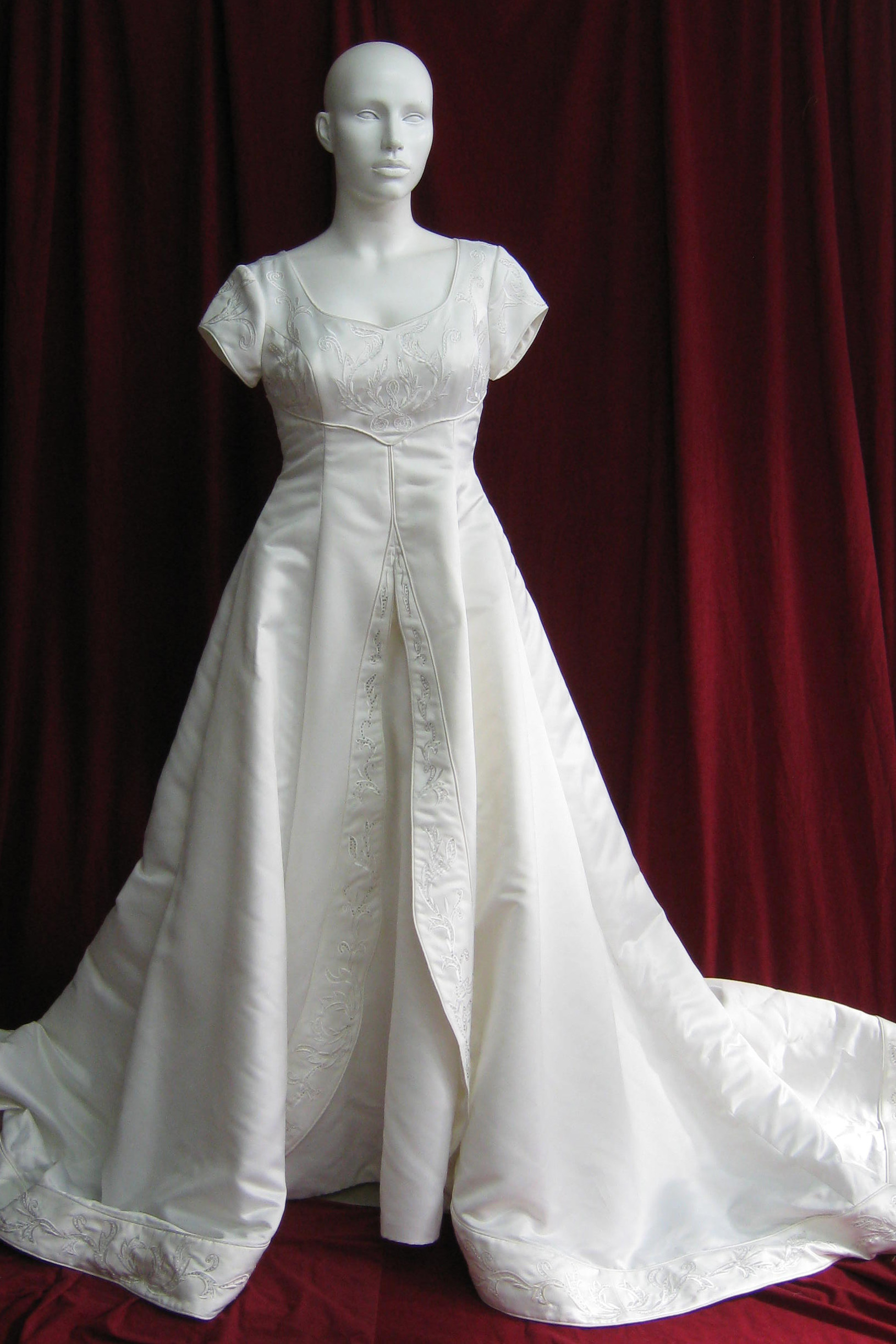 Wedding Dress Cream Satin Cap Sleeves sz. 14-16 45320091