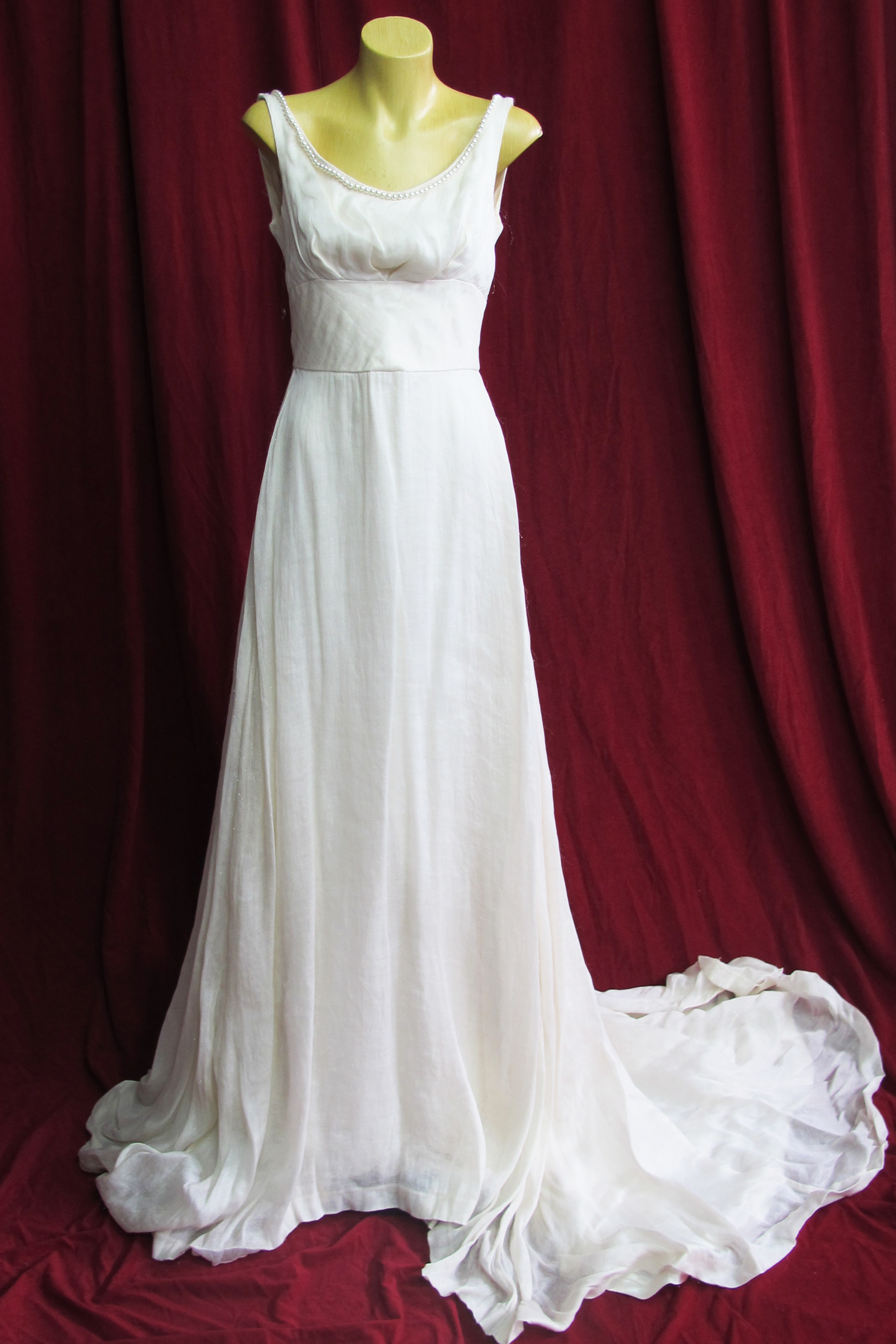 Wedding Dress Sleeveless Cream Organza sz.8 45320088