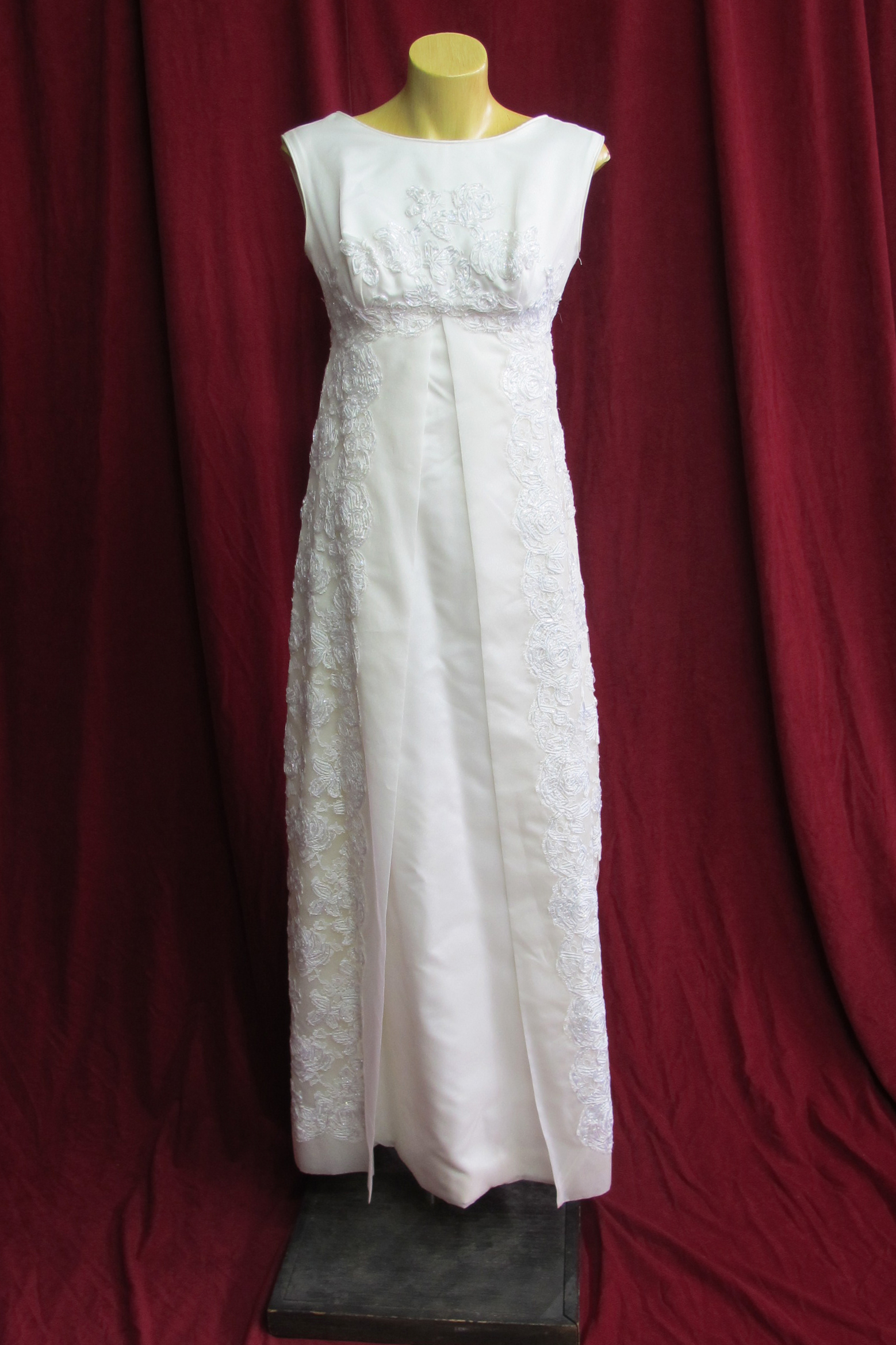 Wedding Dress 1960s  Sleeveless Empire Line Beaded sz.8 45326121