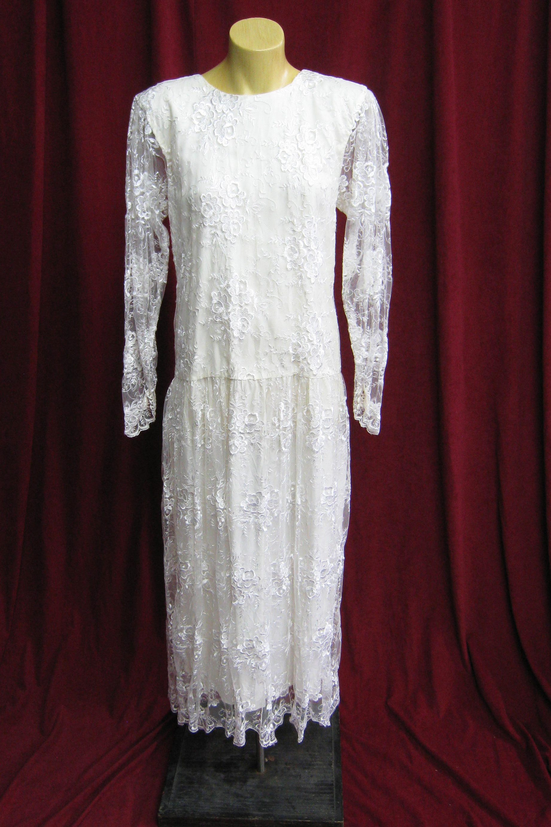 Wedding Dress 1920s Cream Straight Lace sz.10 41120105