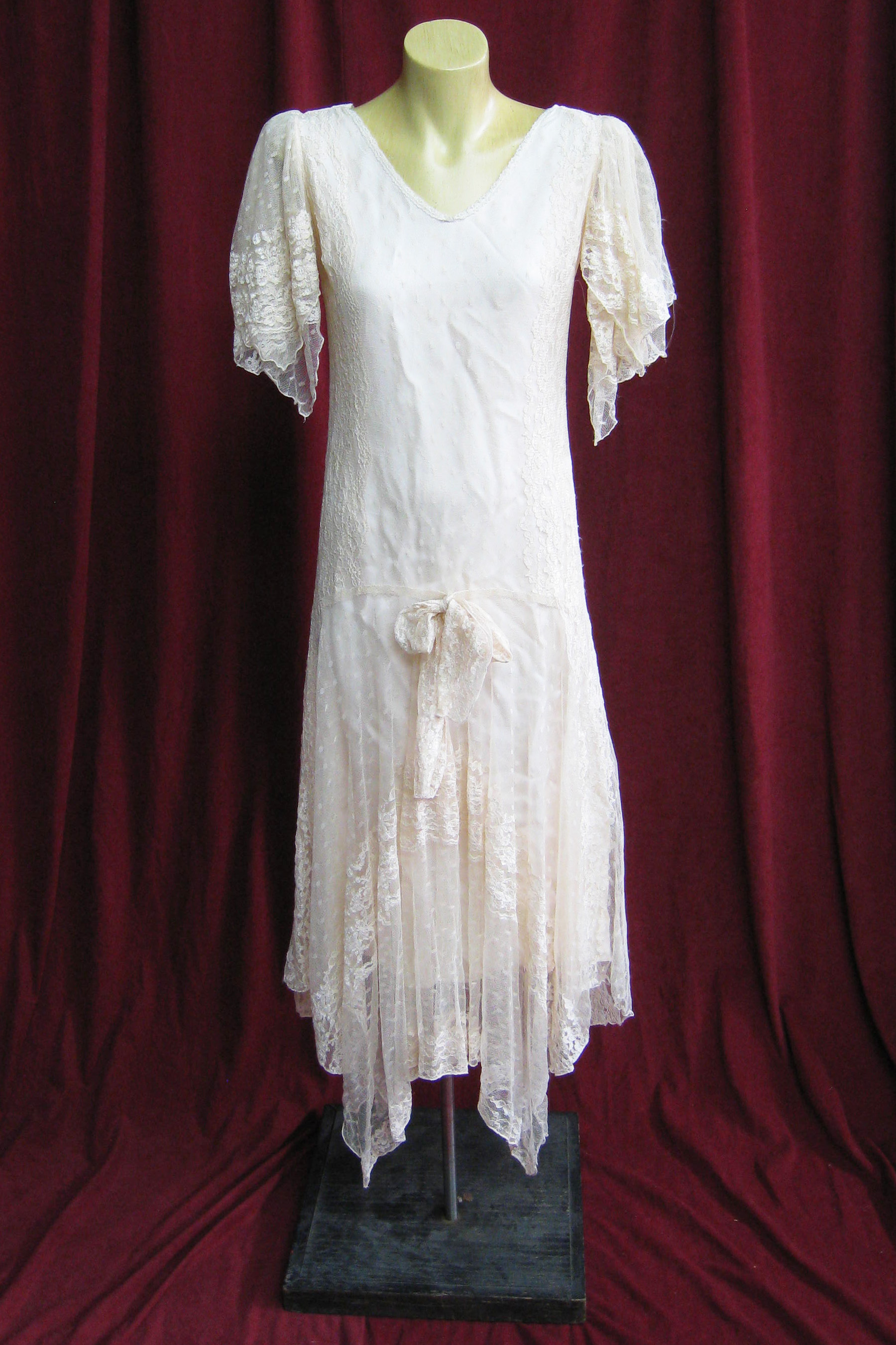 Wedding Dress 1920s Pink w Lace sz.8 45130344