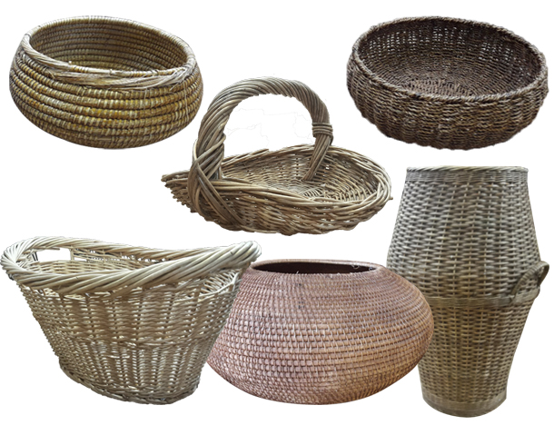 Baskets small assorted shapes and sizes.
