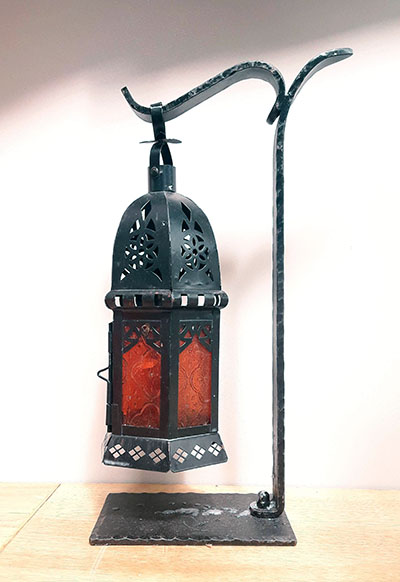 Table Candelabra Moroccan Lantern Red Glass W Stand 0 3 M