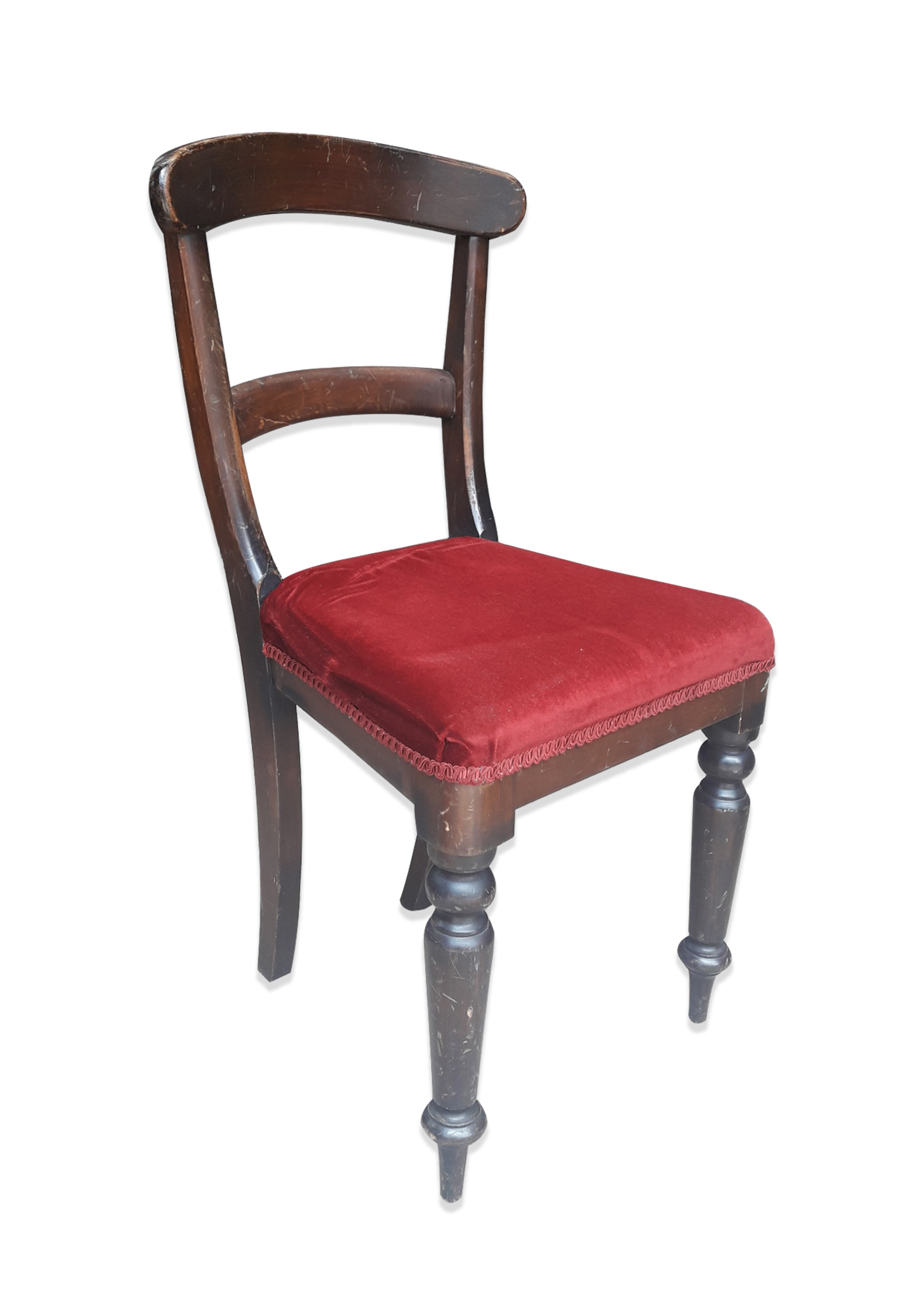 Dining Chair Red Velvet Seat (H: 85cm x W: 45cm x D: 45cm)