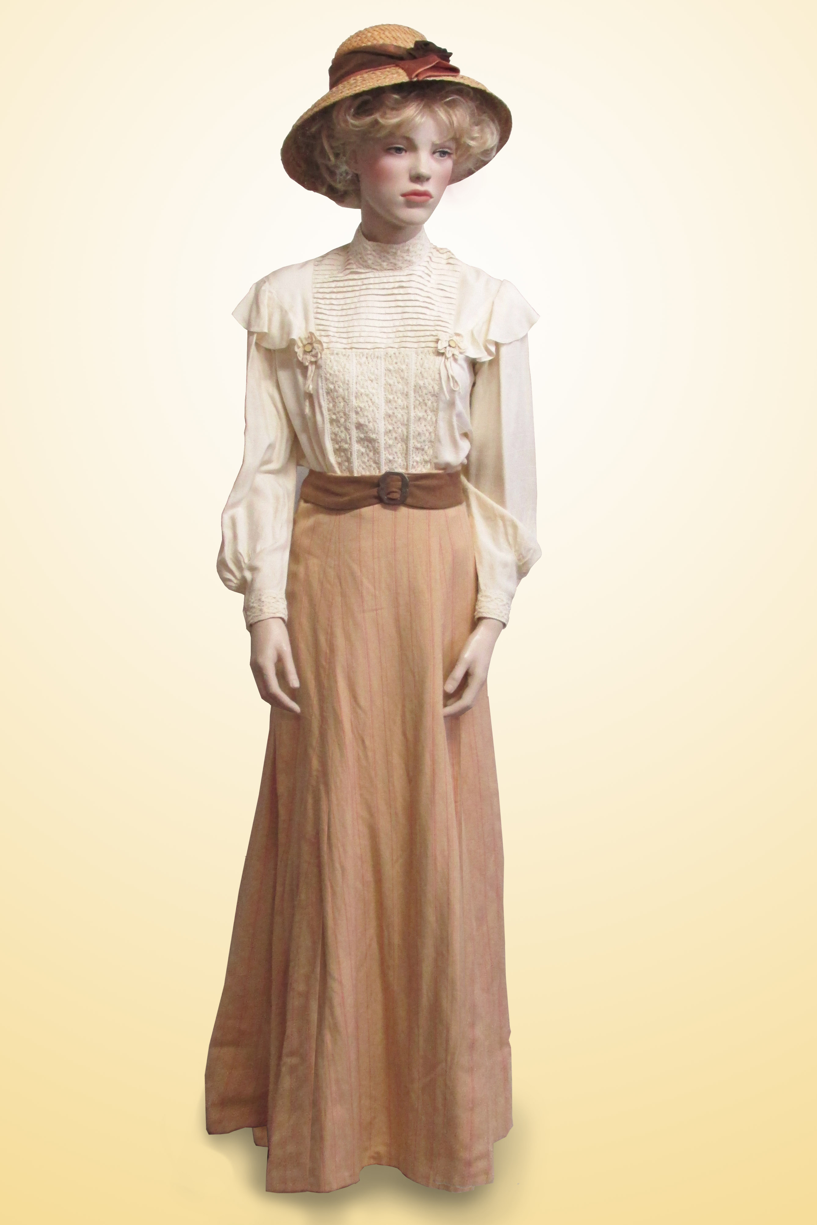 Skirt and Cream Blouse and Straw Hat , 1890s