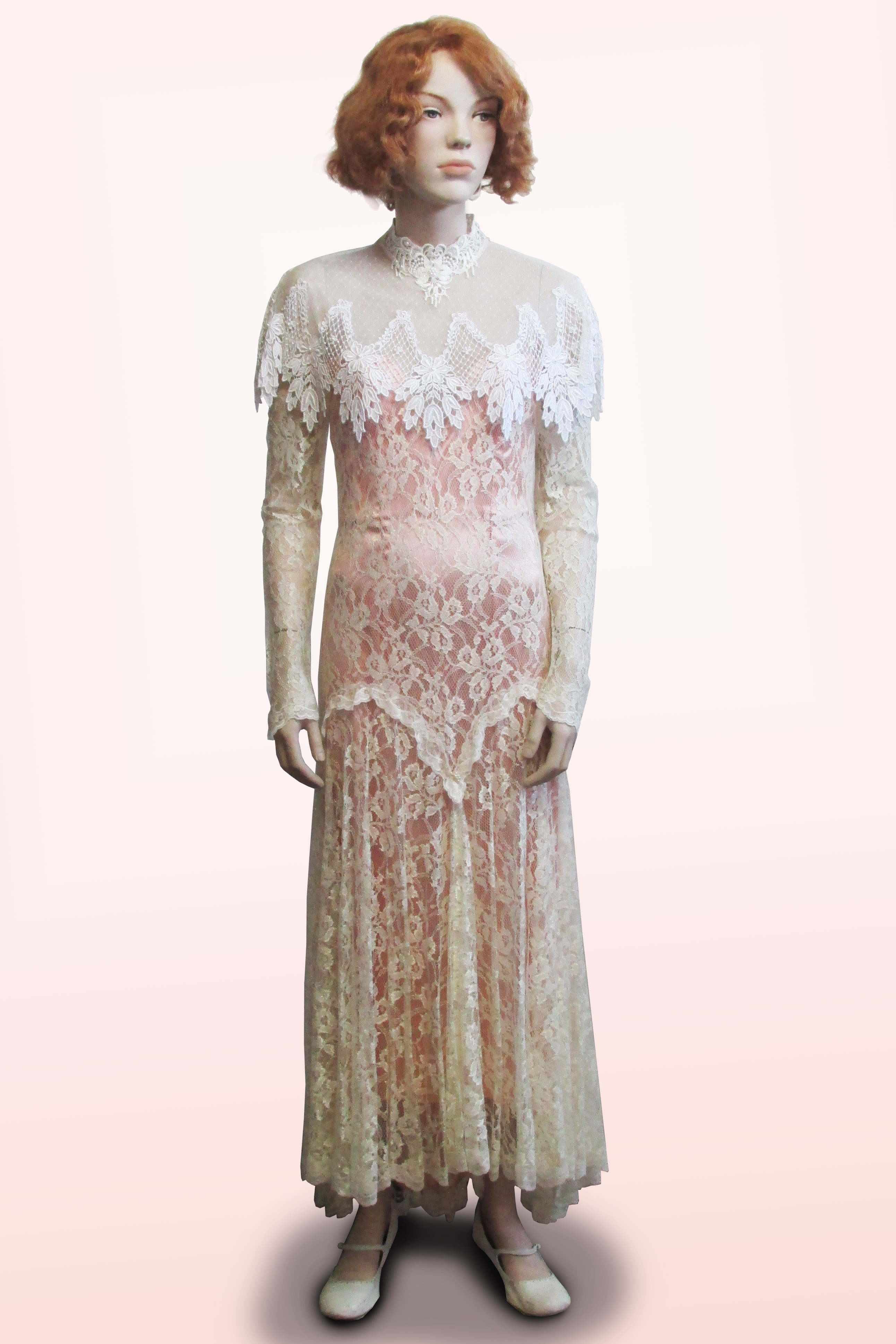 Dress Lace with Peach Under Slip 1920s