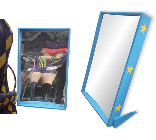 Circus Mirror #3 Blue Concave/Makes You Skinny (H: 0.8m x W: 0.3m)