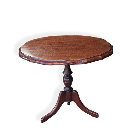 Coffee Table Oval Ornate Pedestal Dark Wood (47cm x 37cm x 50cm)