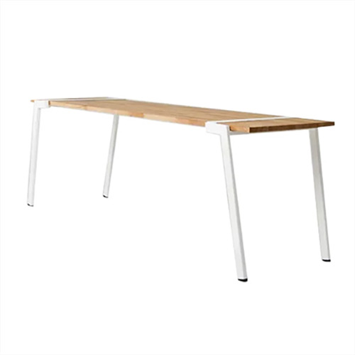White Leg Briar Cafe Table with woodgrain top (600W x 2200L x 750H)
