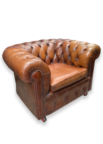 Armchair #03 Chesterfield Tan Dark Leather (0.84m x 1.04m x 1.0m)Armchair #3 Chesterfield Dark Tan Leather (H: 0.84m x W: 1.04m x D: 1m)