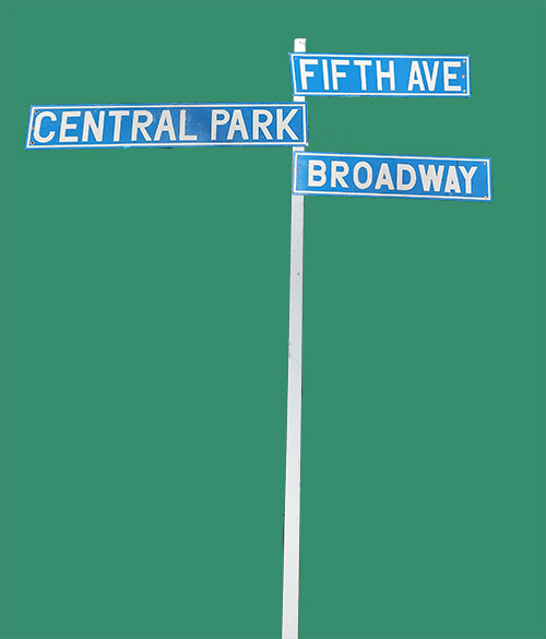 Four-way New York Street Sign (H: 2.3m)