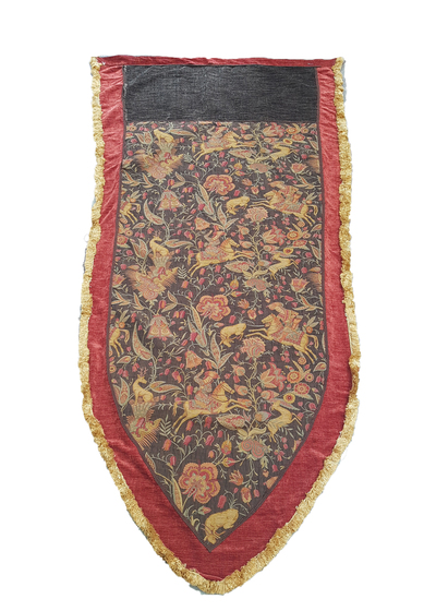 Medieval Banner - Rustic Wooden W/ Red Fabric