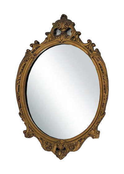 Mirror #37 Medium Gold Ornate Oval Frame (H: 73cm x W: 46cm)