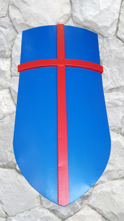 Shield Red and Blue Cross (H: 1.2m x W: 0.58m)