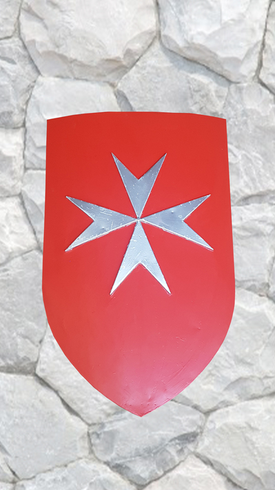 Shield Red and Silver Cross (H: 0.9m x W: 0.58m)