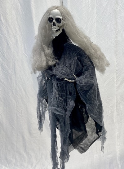 Skeleton Shroud Hanging Small Grey Hair (H: 50cm)