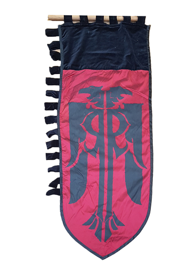 Banner Red and Black Griffin, Top and Side Tie (H: 1.52m x W: 0.5m)