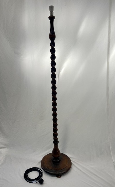 Standing Lamp Wooden #3 Twisted Wooden (Working) w/ Shade (H: 1.6m)
