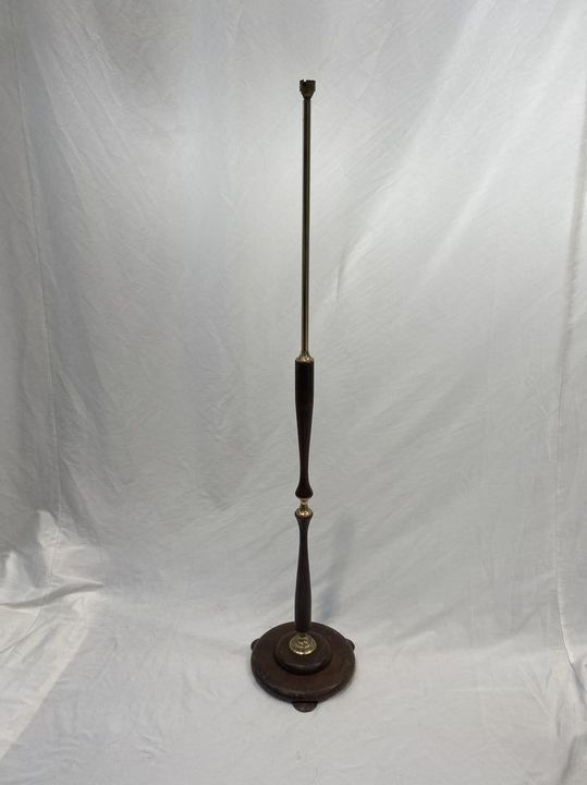 Standing Lamp #10 Wood and Brass (Not Working) w/ Shade (H: 1.35m)