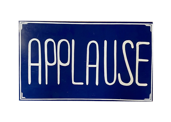SIGN: ‘Applause’ - Blue Hand Held (H: 42cm W: 73cm)