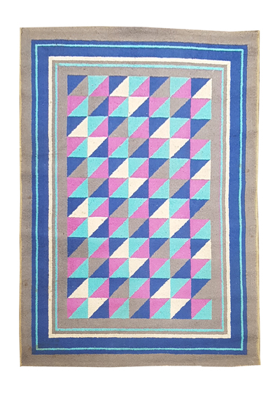 Rug #616 Geometric  Blue & Pink (1.6m x 1.2m)