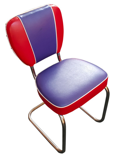 Red & Purple Vinyl Retro Chair (H: 79cm x W: 43.cm x D: 53cm)