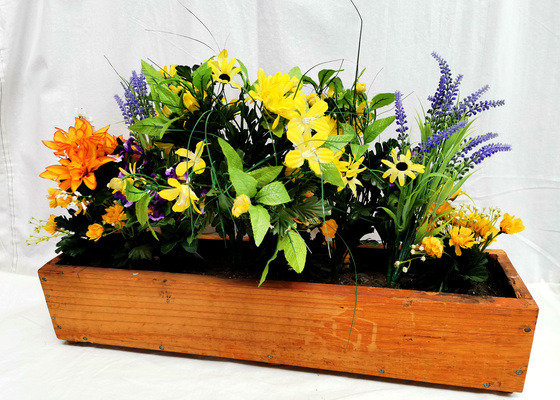Planter Box w/ Flowers (H: 53cm x L: 71cm x D: 17cm)