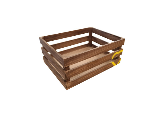 Small Dark Brown Wooden Crate (L: 34cm x W: 26cm x H: 15cm)
