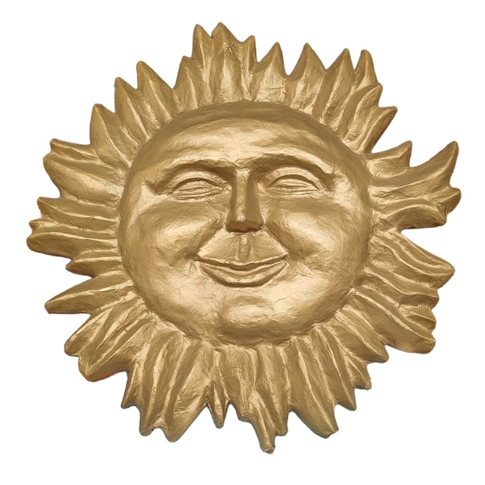 Hanging Paper Mache Sun w/ Face Large - Gold (Dia: 57cm)