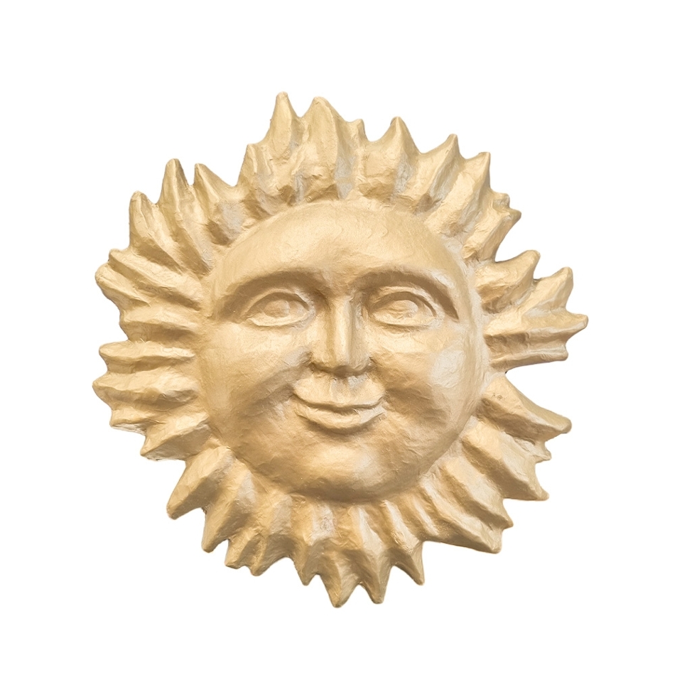 Hanging Paper Mache Sun w/ Face Medium - Gold (Dia: 40cm)