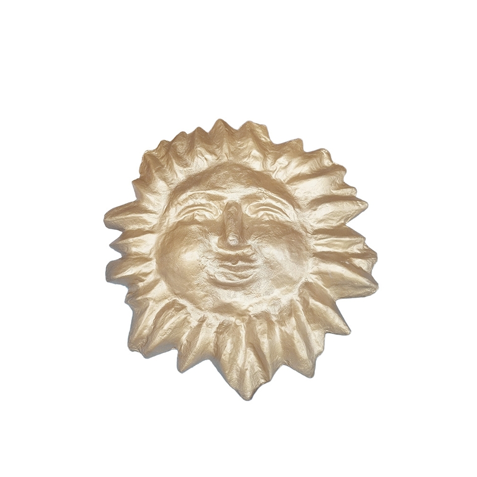 Hanging Paper Mache Sun w/ Face Small - Gold (Dia: 26cm)